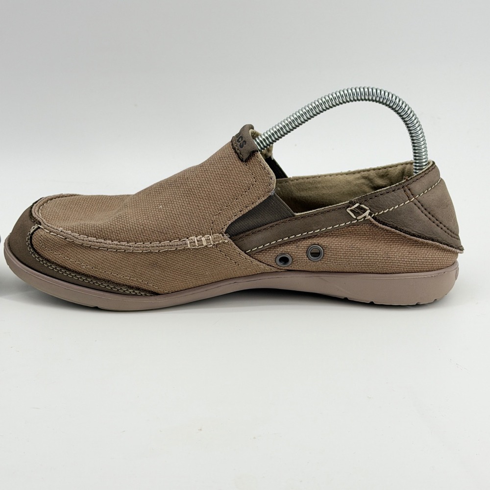 Crocs Santa Cruz Canvas Loafers Mens 8 Khaki Brown Slip On Shoes 201161 - Picture 10 of 10